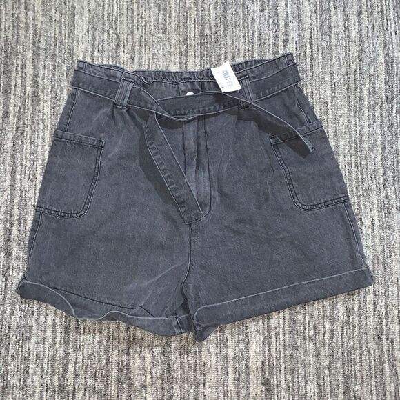 Gianni Bini Pants - GB Gianni Bini Womens Size 11‎ Black Denim Shorts Tie Waste Patch Pockets NWT